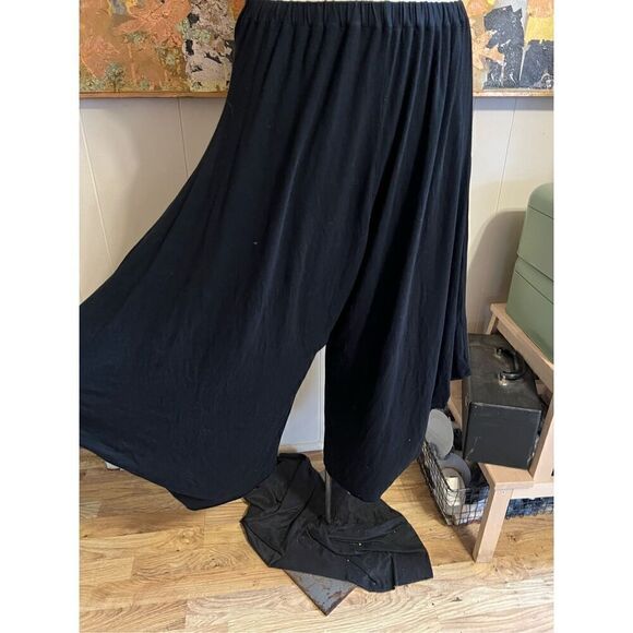 Anthropologie BNQ Womens Large Pull On Pants Navy Blue Extra Wide Leg Flowy - Picture 2 of 8